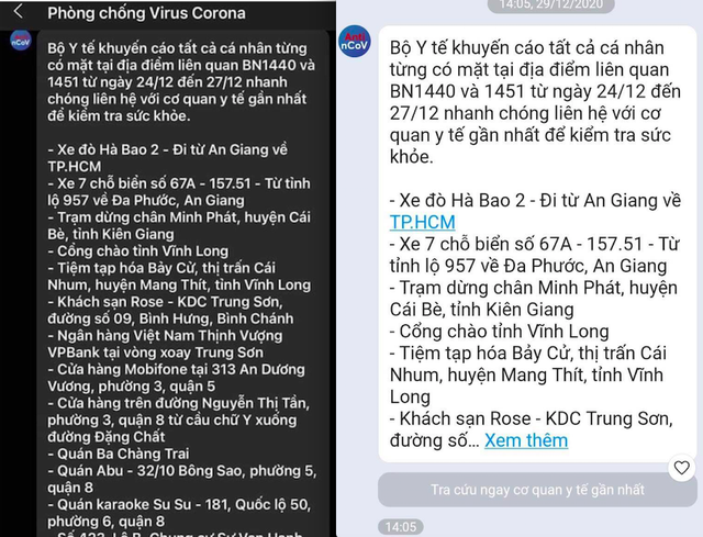 Bo Y te thong bao khan tim nguoi lien quan den BN1440 va BN1451