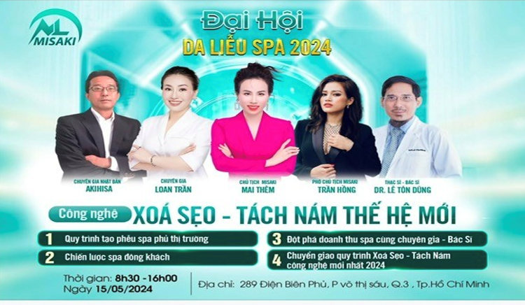 Phat hien “Dai hoi Da lieu Spa 2024” quang ba my pham trai quy dinh