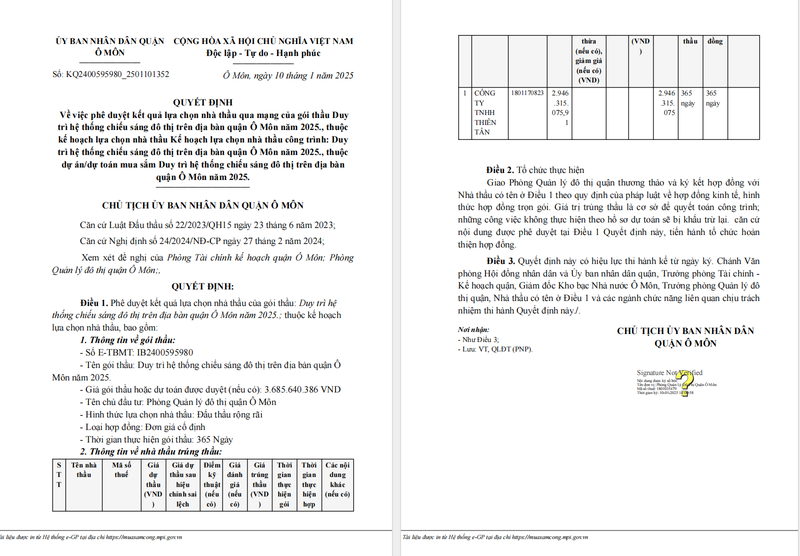 Can Tho: Cty Thien Tan - nha thau 'doc quyen' thi cong goi chieu sang tai O Mon?