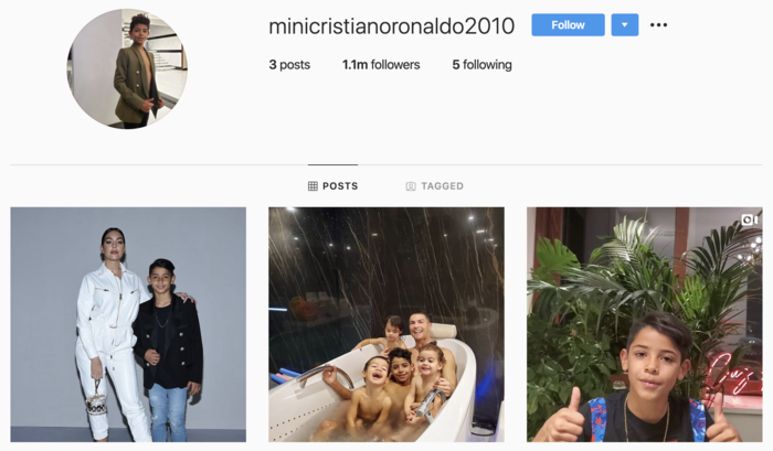 Cristiano Ronaldo Jr gay 'bao', tao Instagram 1 ngay da can moc trieu follow-Hinh-2