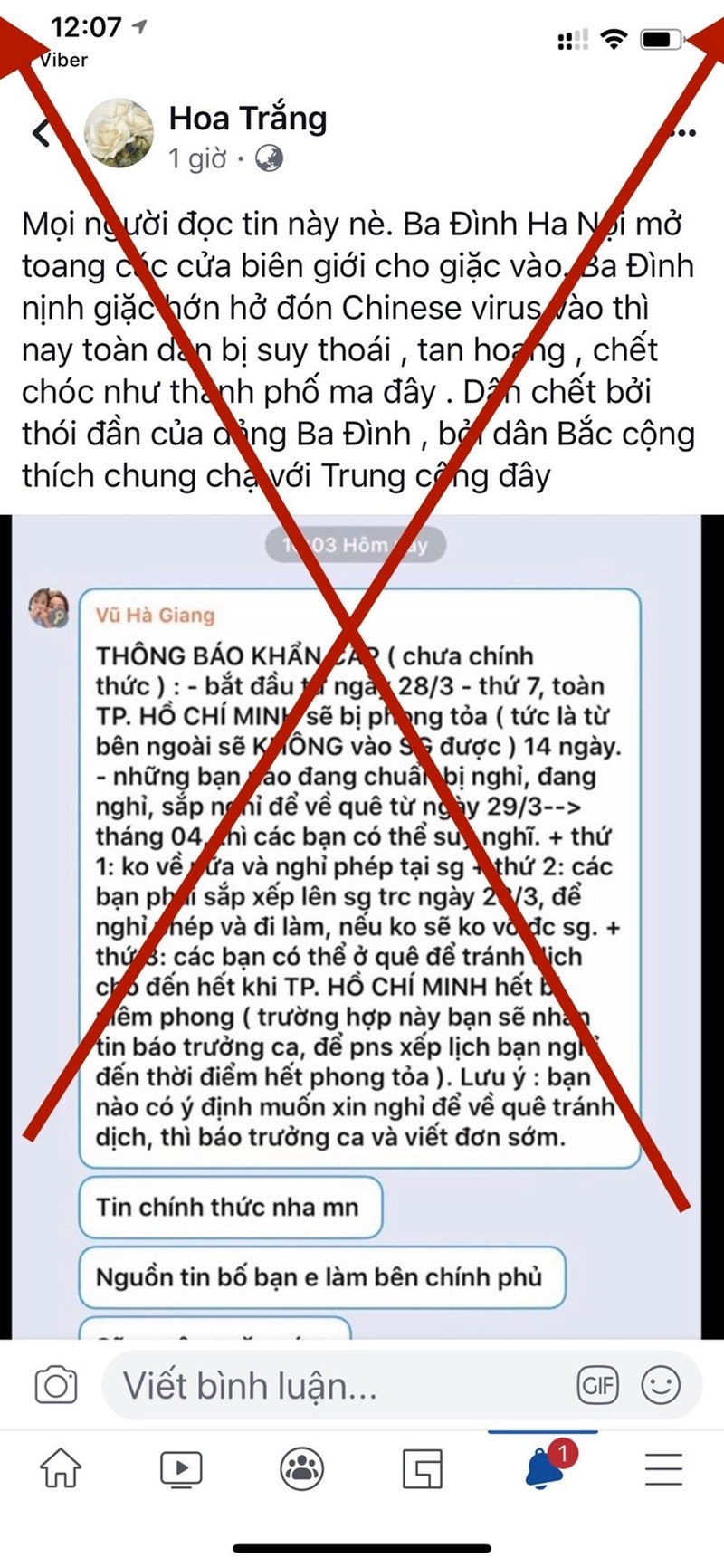 Xac dinh 18 tai khoan mang xa hoi dang tin 'TPHCM se phong toa 14 ngay'