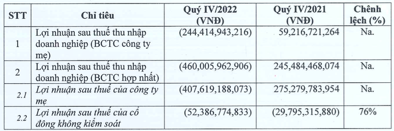 Dat Xanh noi gi ve con so lo khung hon 400 ty trong quy 4/2022?