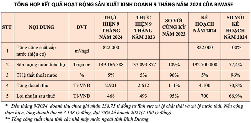 Lai 9 thang cua Biwase giam do lo cong ty con - lien ket va ty gia?