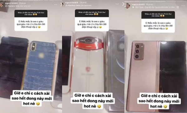 Bo suu tap smartphone khung cua Ngoc Trinh nhu nao?