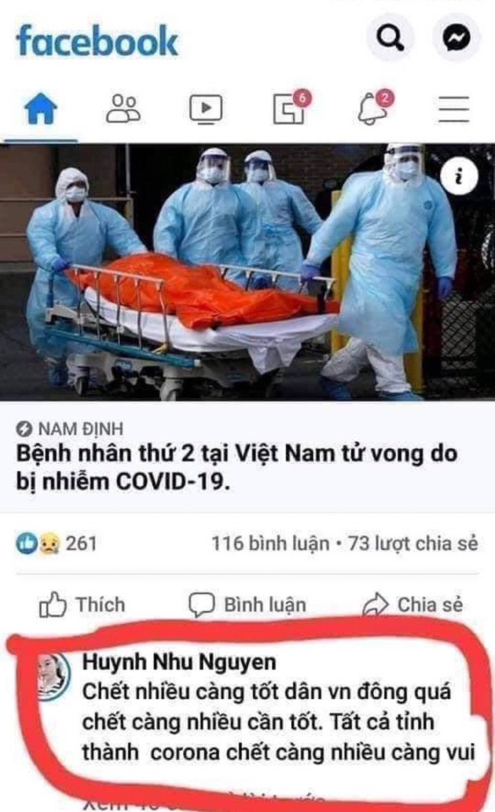 Vo cu lay anh vo moi cua chong dang facebook roi binh luan cuc doan ve dich COVID-19 de ha uy tin