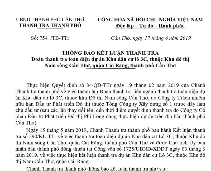 Nhieu sai pham tai Khu dan cu lo 3C thuoc Khu do thi Nam song Can Tho