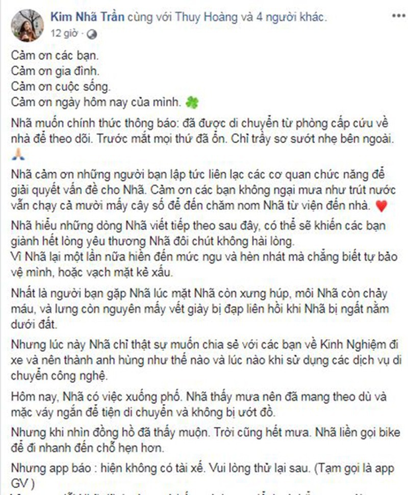 GO - VIET noi gi vu dien vien Kim Nha bi tai xe danh ngat xiu?