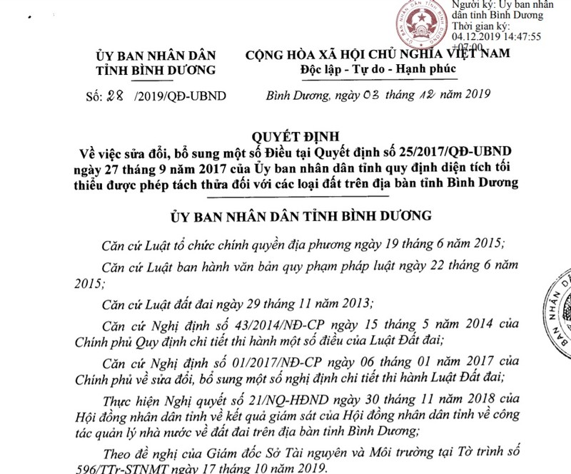 Nhung truong hop ca biet nao duoc phep tach thua o Binh Duong?