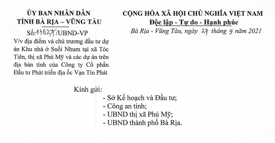 Ra soat loat du an cua Cong ty Van Tin Phat o Ba Ria-Vung Tau