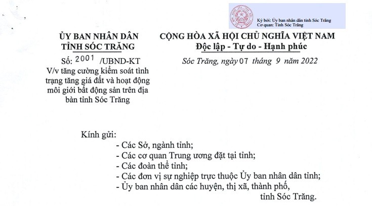 Soc Trang: Ngan chan hoat dong mua ban dat khong dung quy dinh phap luat