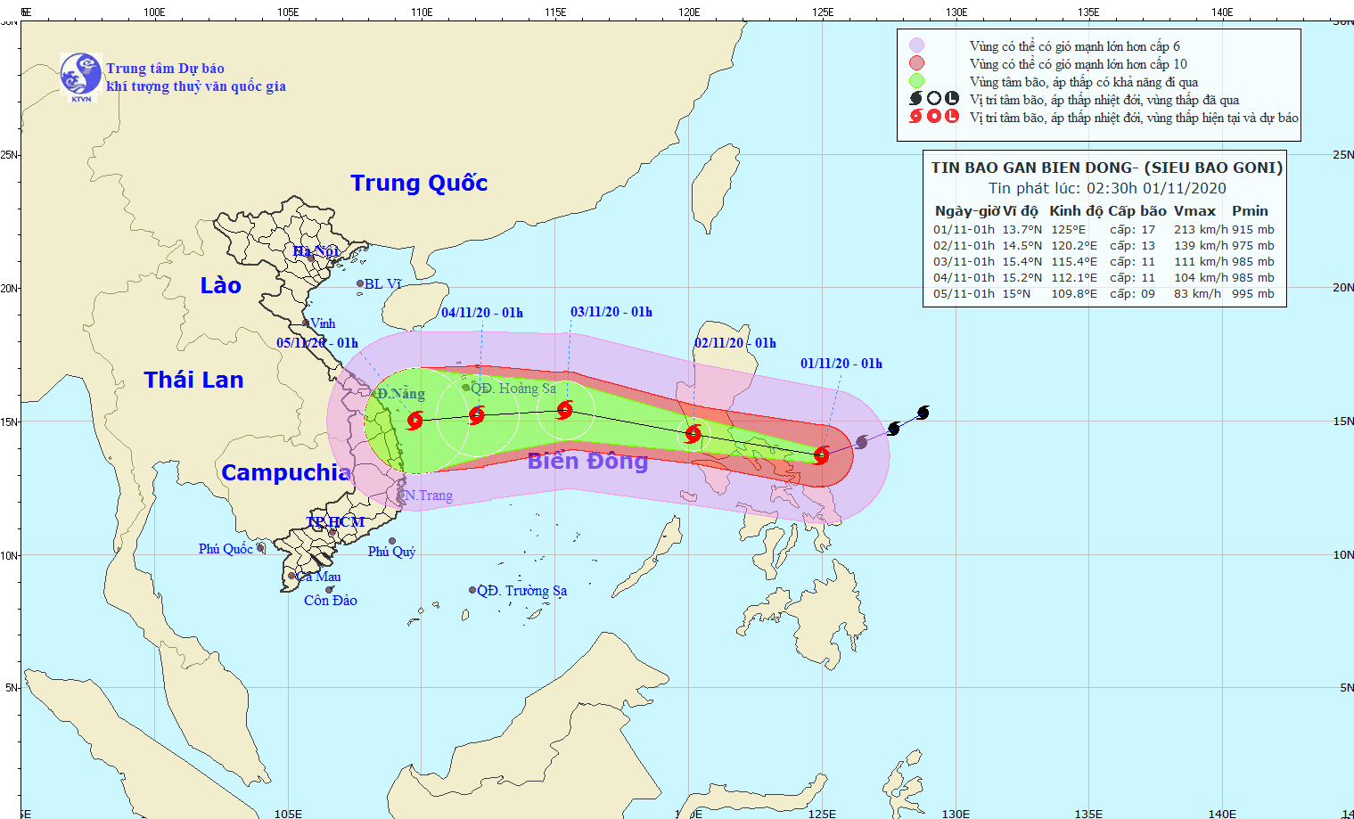 Sieu bao Goni suc gio 220km/h vao Bien Dong, dan mien Trung lai lo lang