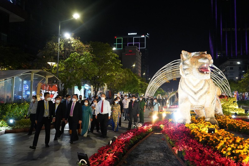 Hang ngan nguoi den tham quan duong hoa Nguyen Hue dem khai truong-Hinh-3