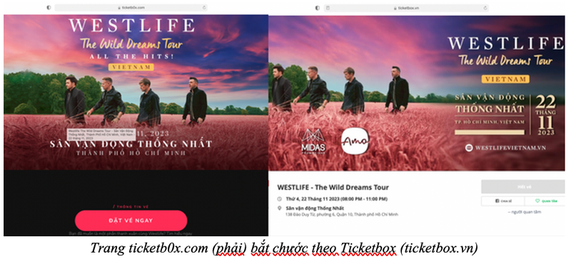 Canh bao thu doan gia mao website ban ve concert Westlife chiem doat tai san