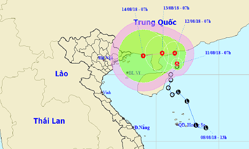 Ap thap nhiet doi quet ngang bo bien Trung Quoc, huong vao Viet Nam