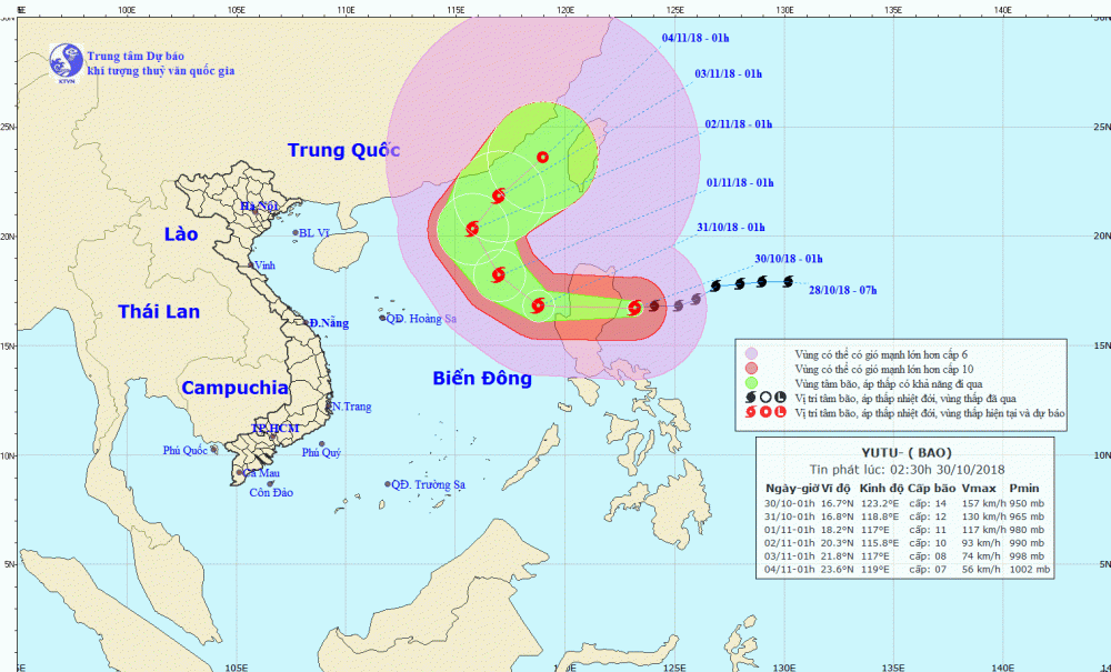 Sieu bao Yutu ap sat Bien Dong, gay mua, gio giat cap 15