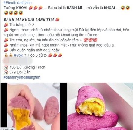 Ve bat mat cua banh mi khoai lang tim lam khong du ban