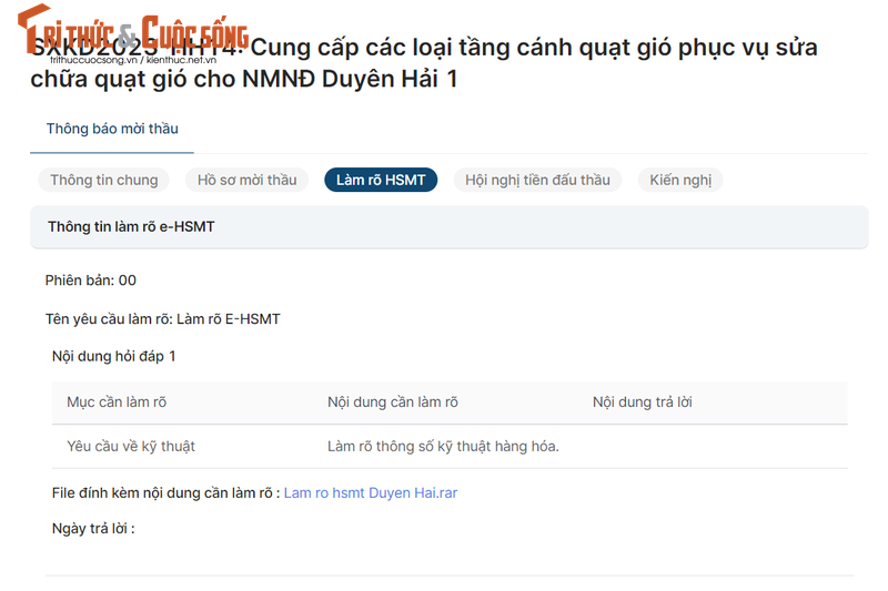 Goi thau hon 14 ty dong cua Nhiet dien Duyen Hai se ve tay ai?