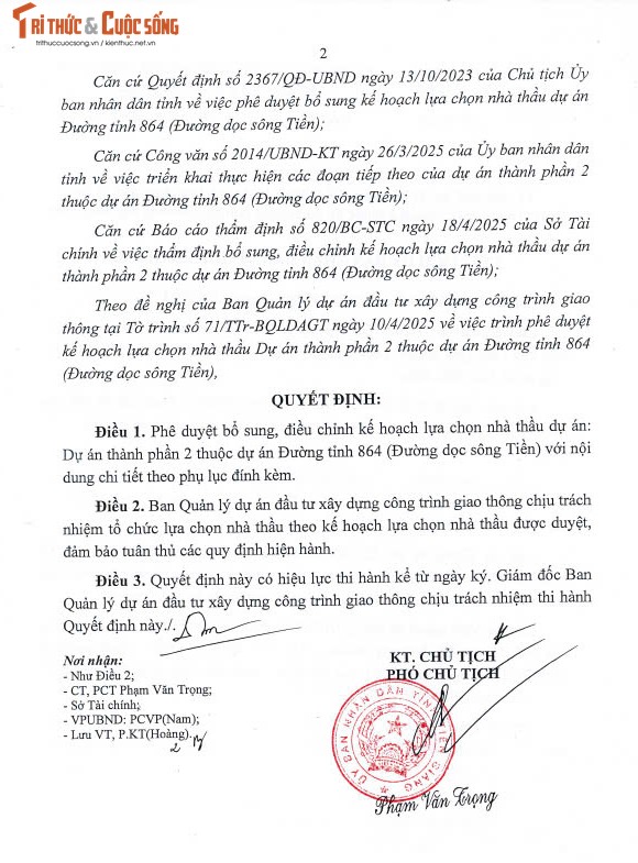 Tiền Giang tiếp tục mời thầu 2 gói xây lắp DA Đường tỉnh 864 - Hình 2 Tien Giang tiep tuc moi thau 2 goi xay lap DA Duong tinh 864-Hinh-2