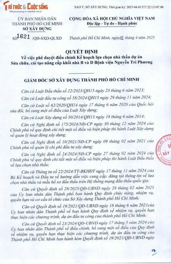TP HCM: Hon 127 ty dong nang cap Benh vien Nguyen Tri Phuong
