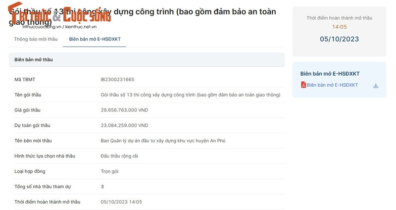 Goi thau xay dung cau Da Phuoc - Vinh Truong o An Giang thuoc ve ai?